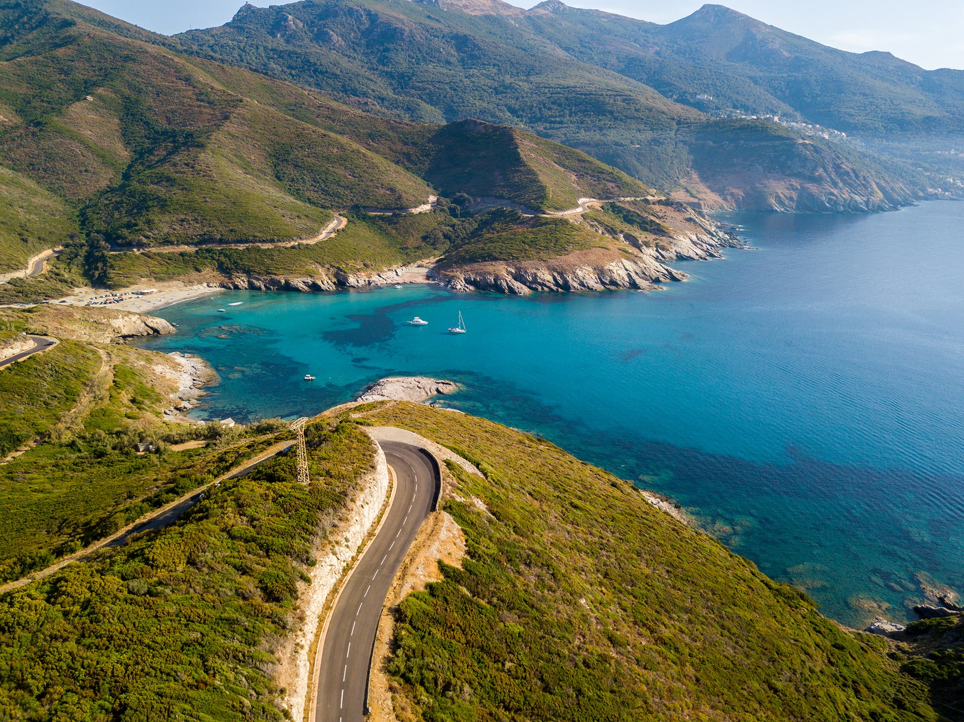 The road and landscape of Cap Corse & Corsican Mountains