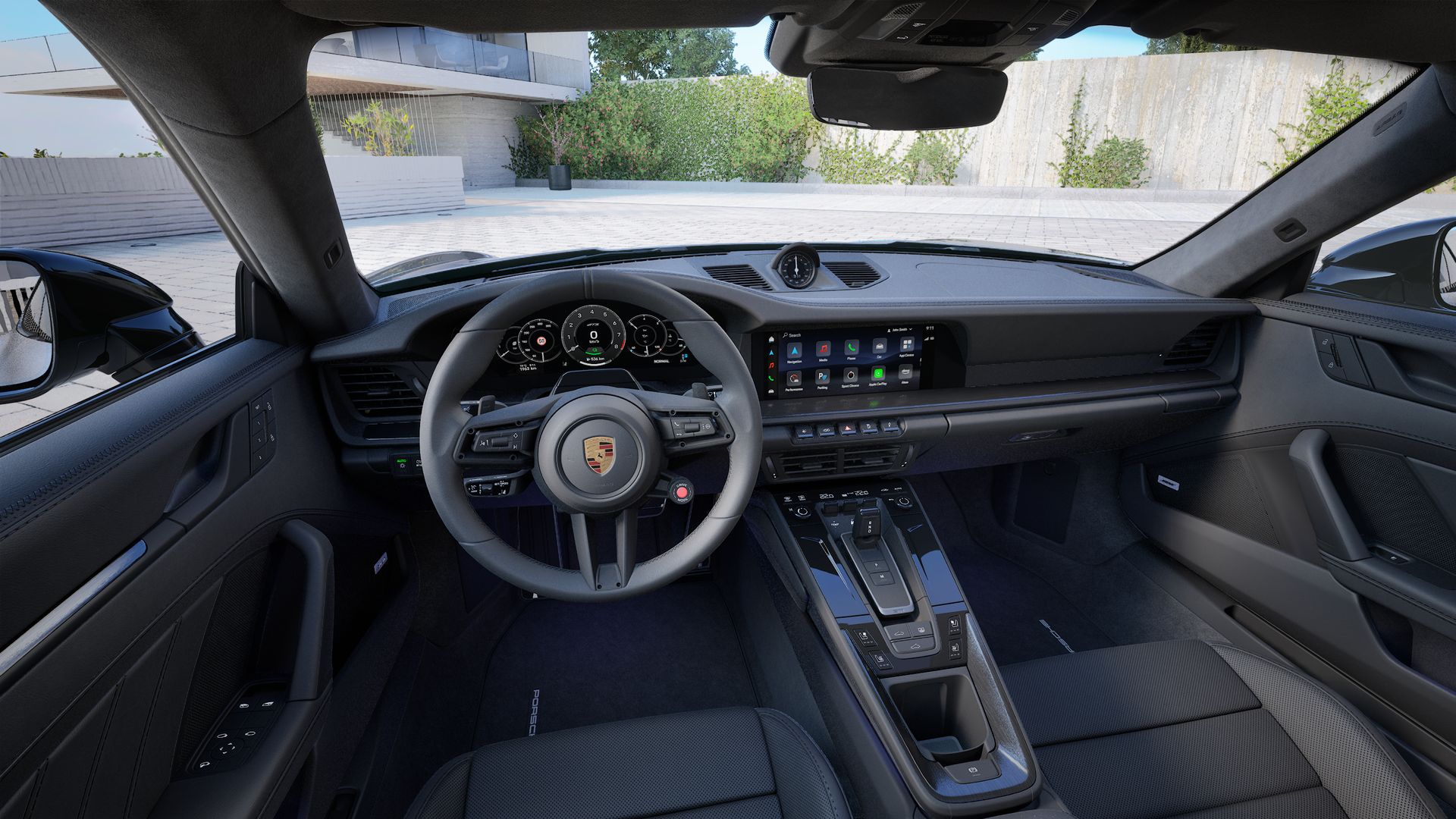 The steering wheel, instruments and interior of the Porsche 911 GTS